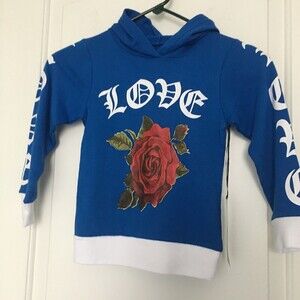 On Fire LOVE Girls Rose Theme Hoodie Sweatshirt Size Small 4